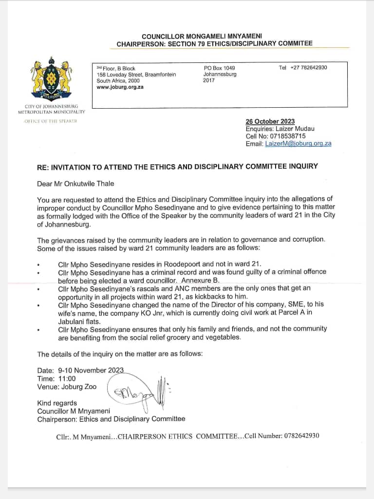 Ward 21 Sub Region D Gauteng follow up on the matter your cries have been heard TODAY and TOMORROW JOBURG ZOO Ziyakhala