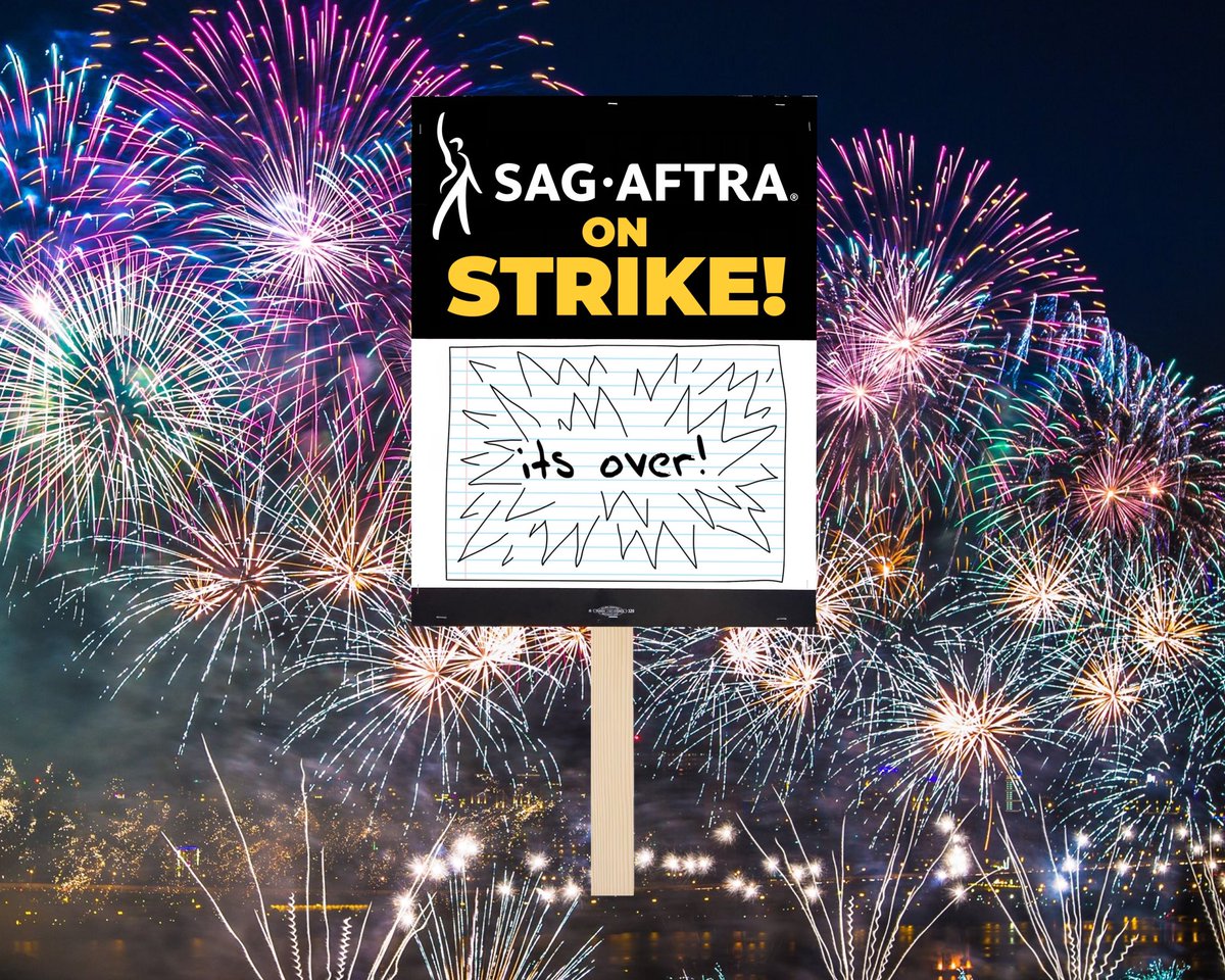 DailyPicket's tweet photo. And that’s a wrap! 191 days and two historic deals later, and the landscape of this industry has been fundamentally changed for the better.

#ActorsStrike #SAGAFTRAStrike #SAGAFTRAStrong #Solidarity https://t.co/Awl8q729J2