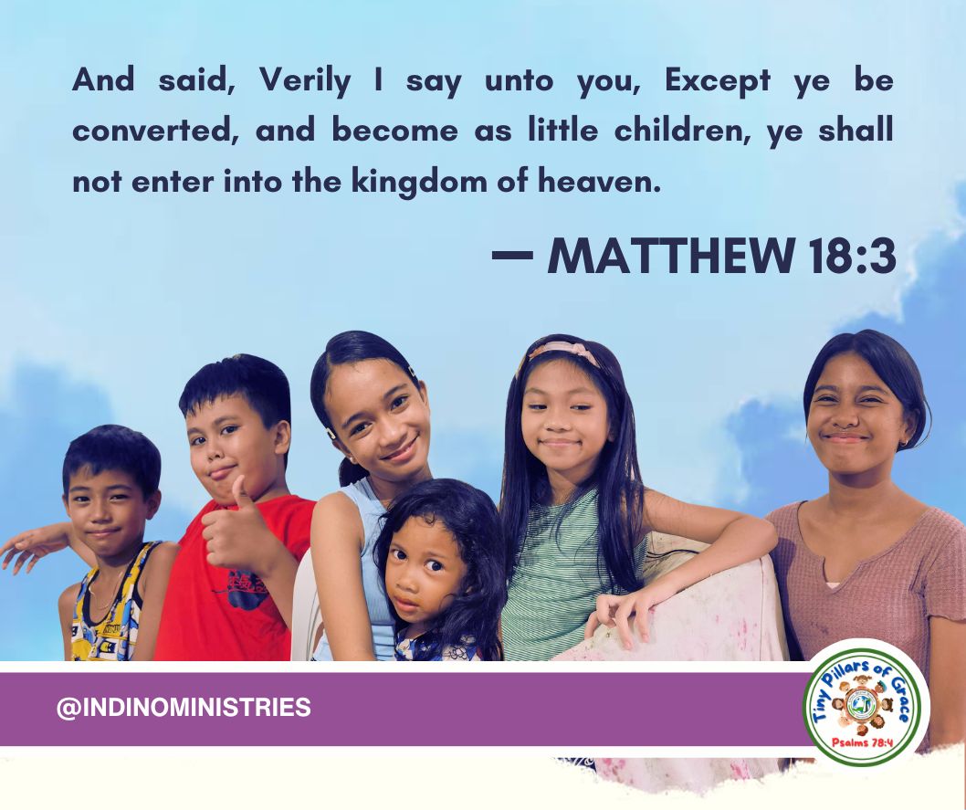 TheIndinos's tweet photo. Matthew 18:3:
"And said, Verily I say unto you, Except ye be converted, and become as little children, ye shall not enter into the kingdom of heaven." 

#IndinoMinistries #Matthew183 #BibleTruths #MinistryMoments #FaithJourney https://t.co/N2oQnwY1rW
