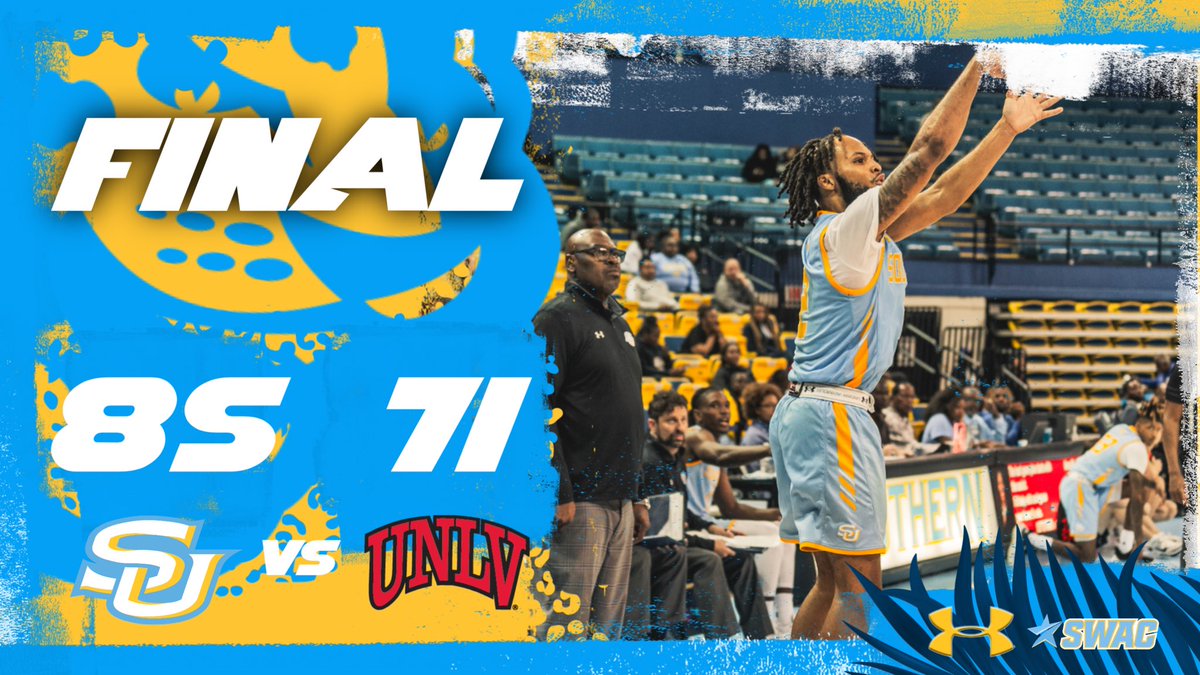 SouthernUsports's tweet image. Jags Win, Jags Win, Jags Win!!! 🐆

Final from Las Vegas!

SU - 85
UNLV- 71

The Jaguars will be back in action Monday as they take on Arizona. Tip-off is at 8pm c.t. On PAC-12 Network

#GoJags | #SouthernIsTheStandard | #ProwlOn | #ElevateTheStandard