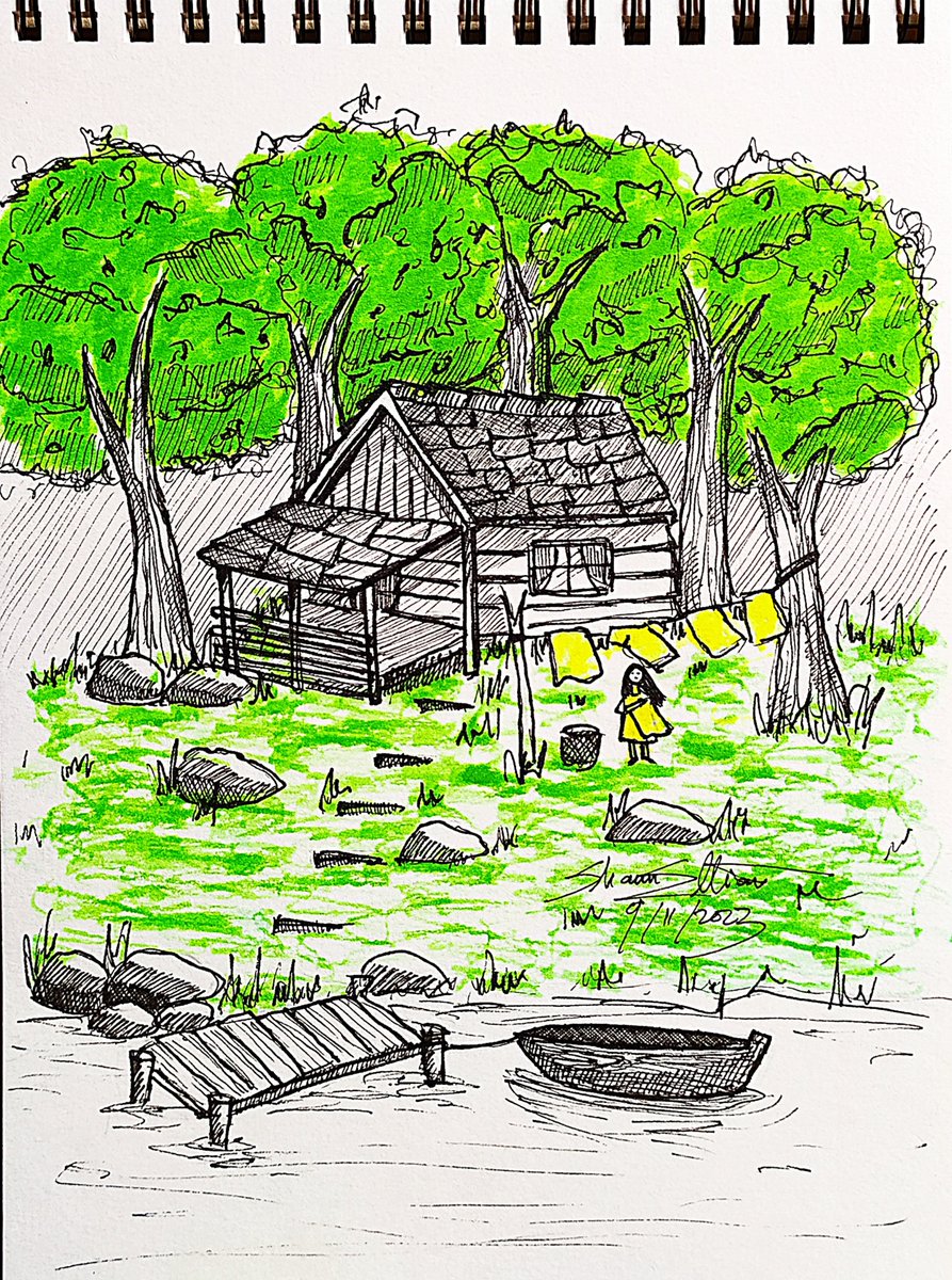 Someone at Home 

#pendrawing #inkdrawing #penandink #markerdrawing #naturedrawing #village #artmoots #artistonx #arttwt #traditionalart #artcommunity #woodenboat #homedrawing #nature #woodenhouse