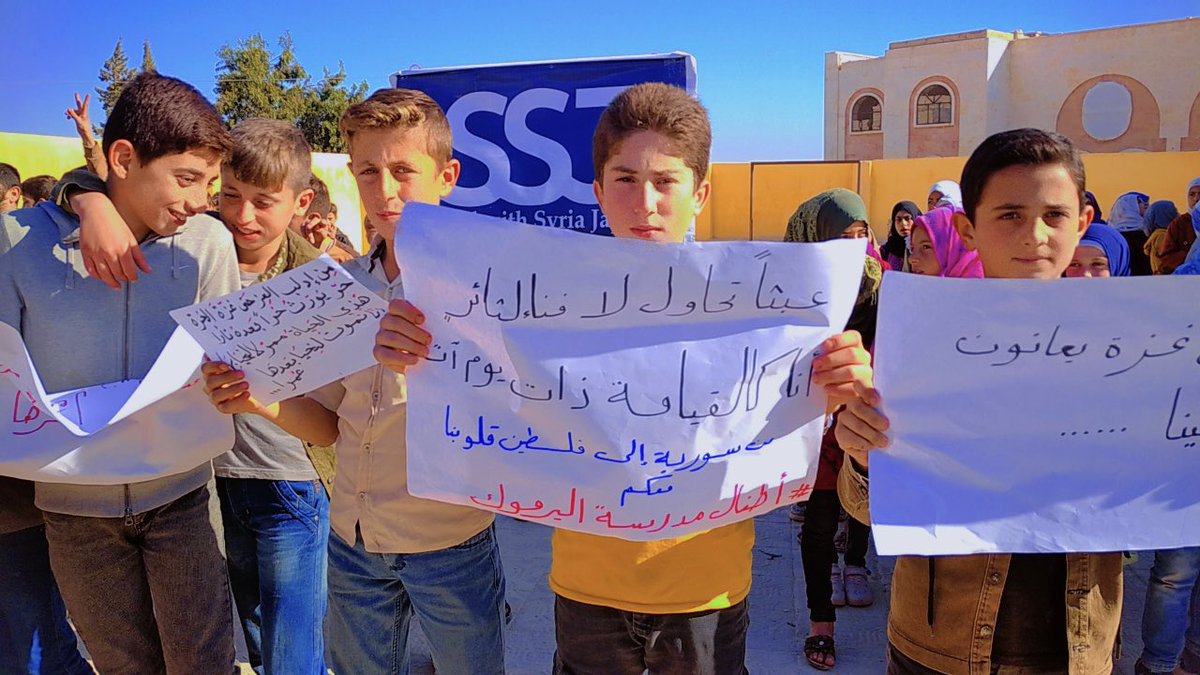 [News]
Today at Yarmouk School in #NWSyria, supported by SSJ, children surviving constant airstrikes by the Assad regime and Russia, crafted plates, showing their solidarity with #Palestine.