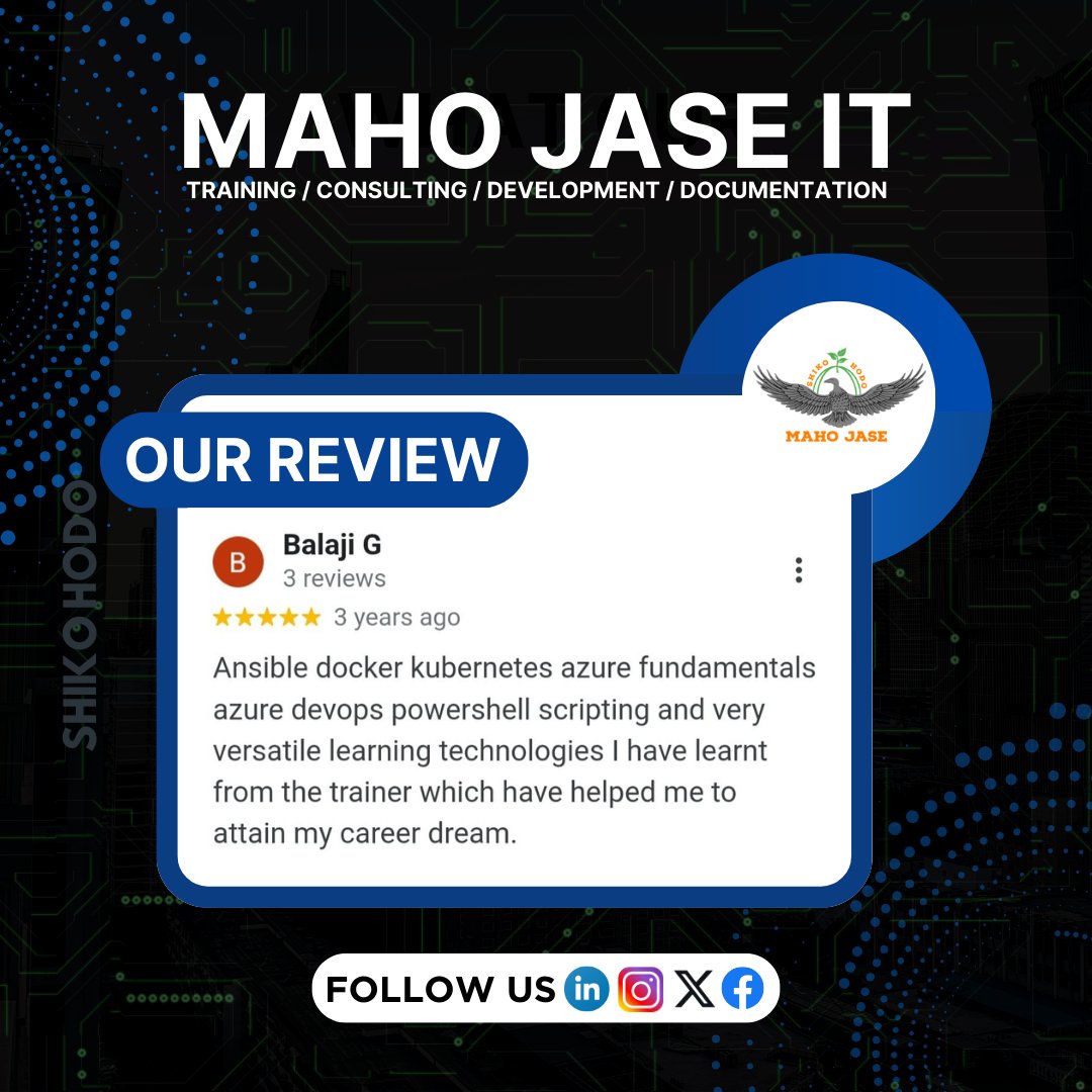 mahojase's tweet photo. Our Review ⭐

#mjit #review
#googlereviews
#ourreview
#mahojaseit
#technicalcourse #training #development #documentation #consulting #Thankyouforreview https://t.co/8QICRtUO1C