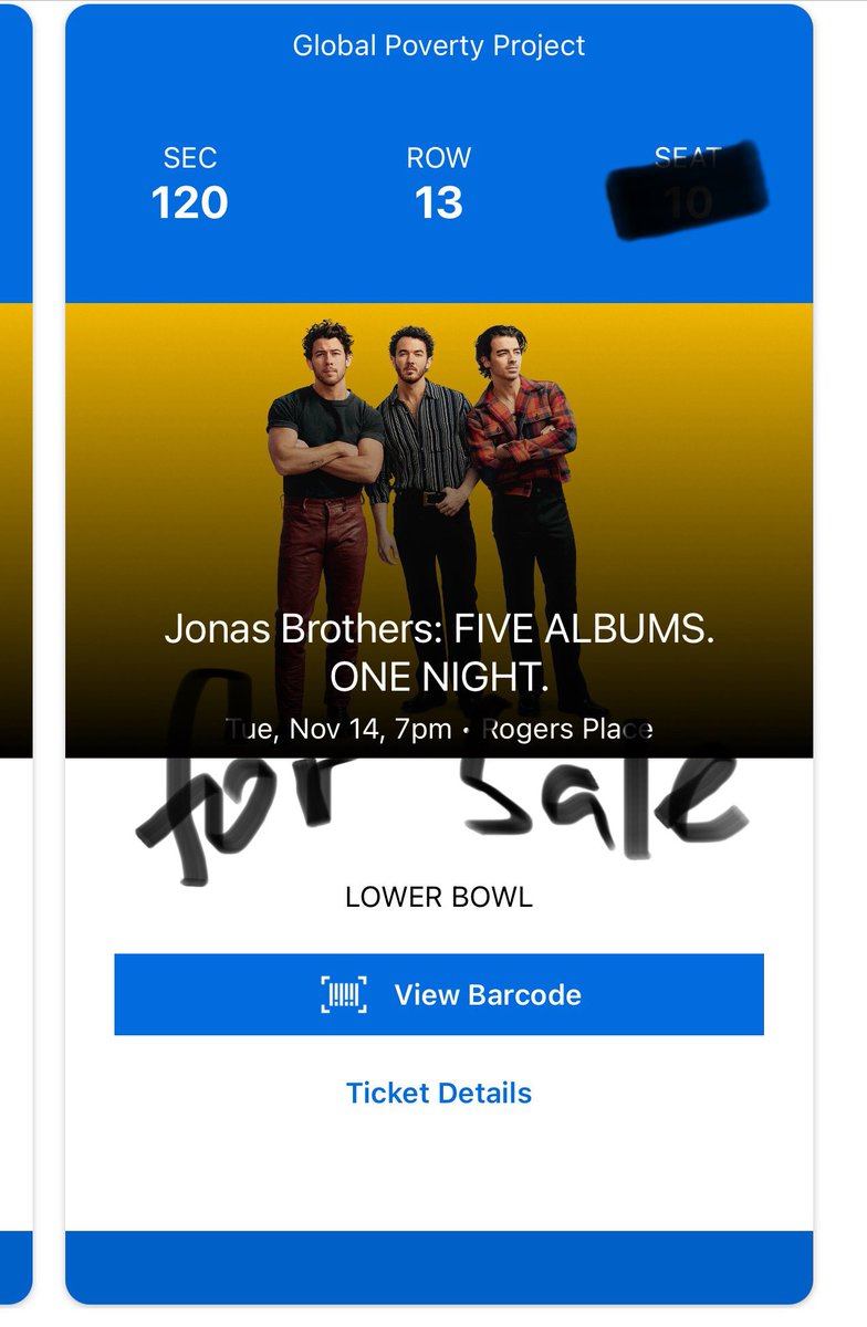 Deaventure28's tweet photo. Selling 2 tickets for Jonas brothers concert in Edmonton. Pls dm me for details. #JonasBrothers https://t.co/2YWHXywSaH