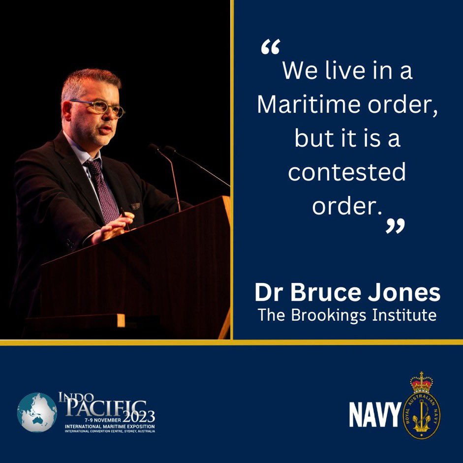 BuchananLiz's tweet photo. two stellar keynote speakers across two jam-packed maritime forums to mark 2023 #IP2023 #SeaPower23: @brucebrookings for @Australian_Navy Sea Power Conference & @JohnBlaxland1 for @Australian_Navy Sailors Forum 🌊 https://t.co/R11tUQz34l