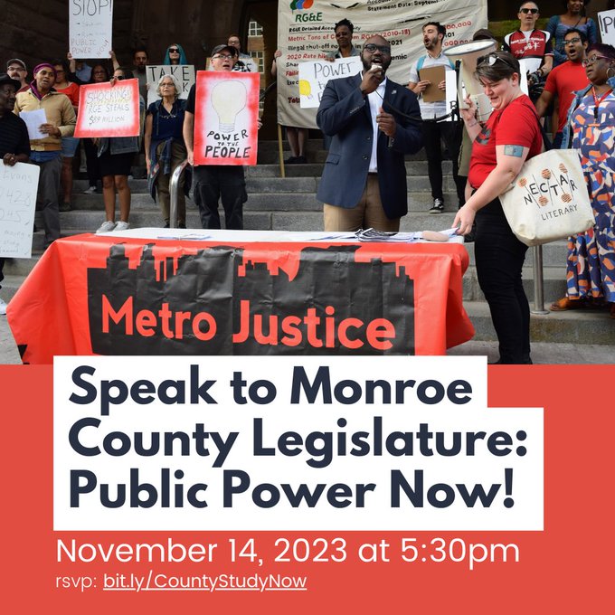 rocDSA's tweet photo. NEXT TUESDAY: We must find an alternative to @RGandE's high billing, poor customer service, and incompetence.
In June, Rochester City Council commissioned funds for a study to #ReplaceRGE. Now it's the County Legislature's turn to step up.
RSVP: https://t.co/cdsVmfg20F https://t.co/9PKMEx2KuY