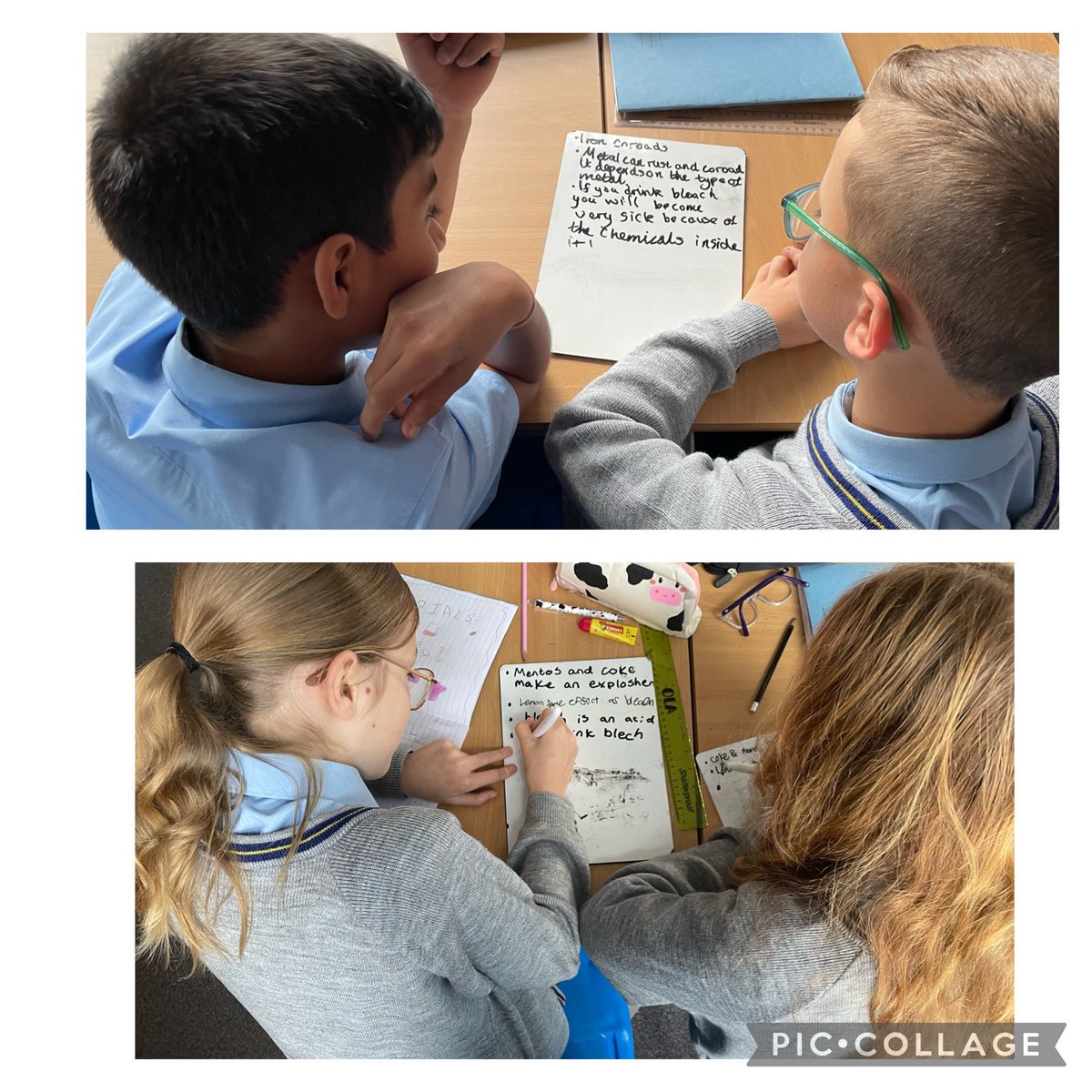 StJosephsERC's tweet image. A new STEM topic for p7 today- Materials: Chemical Changes. A great opportunity to discuss prior knowledge with a partner and to build on yesterday’s lesson on Rusting with the St Ninian’s young STEM leaders. 🧑‍🔬👩‍🔬🧪#ERCSTEM