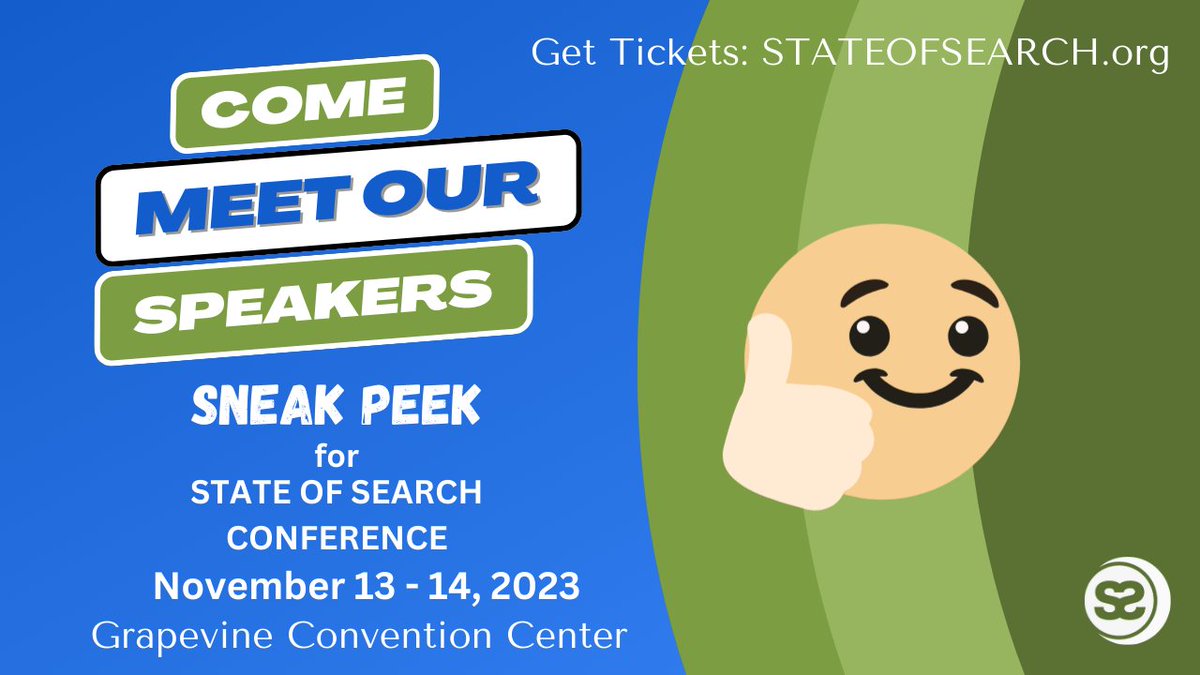 Meet some of the awesome speakers at State of Seach next week in Dallas!

Starting in just a few minutes. 

youtube.com/channel/UCty6A…
