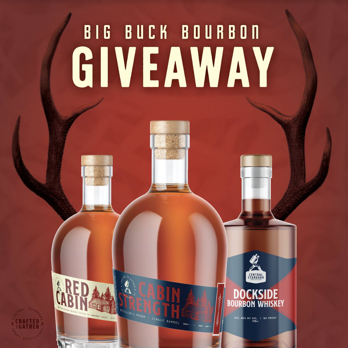 StandardDistill's tweet photo. Gone hunting? We're hosting the Big Buck Bourbon Giveaway! 🦌  
Share an image of your trophy buck &amp; tag us for a chance to win a bottle of our Cabin Strength, Red Cabin or Dockside Bourbon!  Winners will be selected based on size &amp; rack of antlers! #centralstandard #distillery https://t.co/8vP03DxFyP