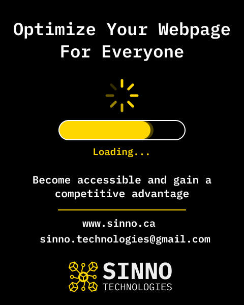 Slow-loading website? We can catch you up to speed!

Get in contact today!

#SinnoTechnologies #Accessibility #A11y #SoftwareDevelopment #WebDevelopment #MobileDevelopment #Halifax #NovaScotia #AtlanticCanada #Canada
