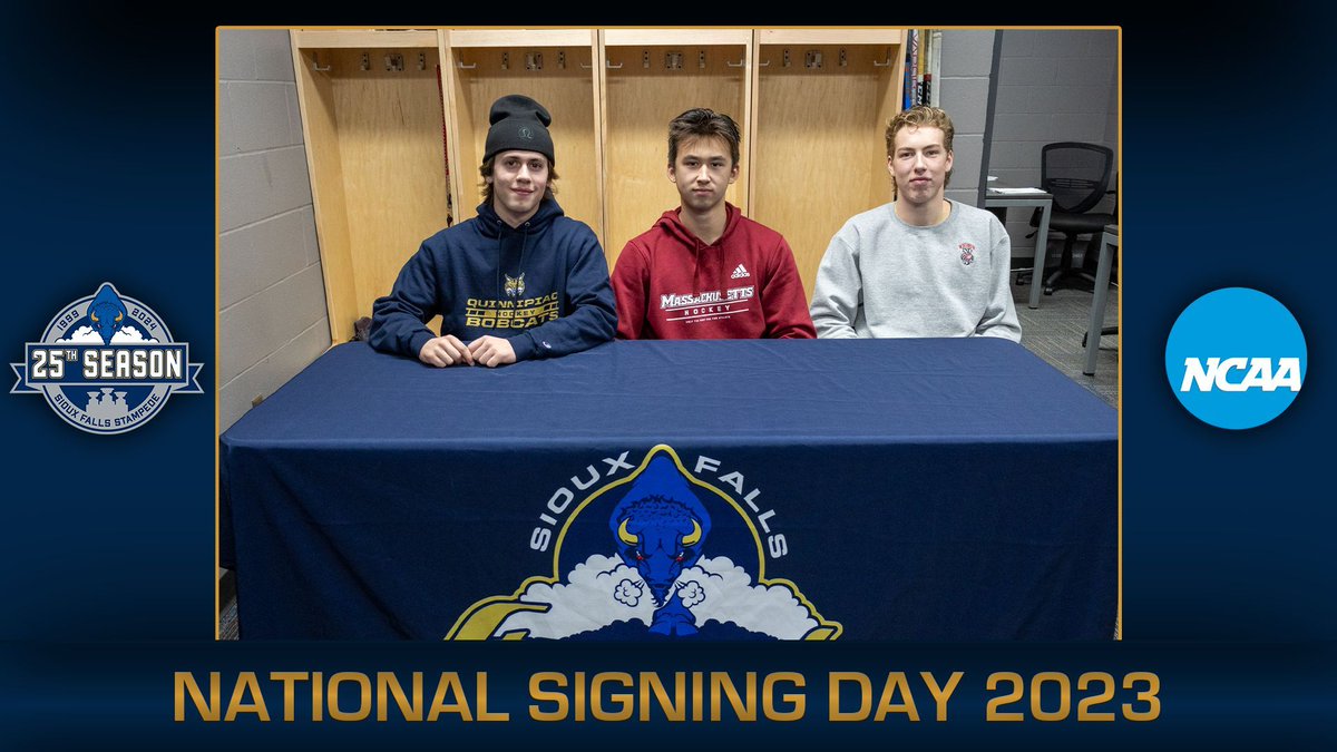Congrats to our 3 players who signed their NLIs to play <a href="/NCAA/">NCAA</a> Division I Hockey today!

<a href="/TylerBorgula/">Tyler Borgula</a> - <a href="/QU_MIH/">Quinnipiac Men's Ice Hockey</a>
<a href="/KazSobieski/">Kazimier Sobieski</a> - <a href="/UMassHockey/">UMass Hockey</a>
@JackPhelan8 - <a href="/BadgerMHockey/">Wisconsin Hockey</a>

<a href="/USHL/">USHL</a>