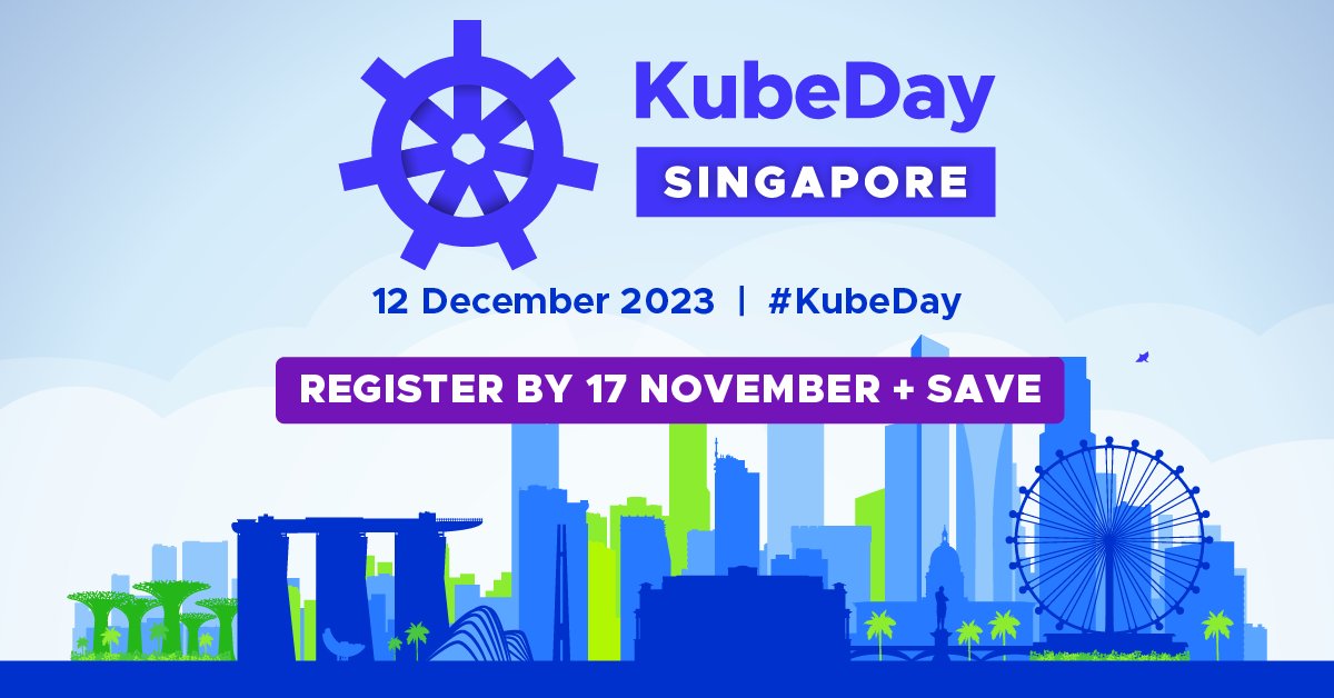 Join us for #KubeDay Singapore, 12 Dec, for a day to connect international + local experts with adopters, developers, and practitioners and promote face-to-face collaboration. Save S$132 when you register by 17 Nov! hubs.la/Q01-gwJS0. Schedule: bit.ly/45vwpTS.