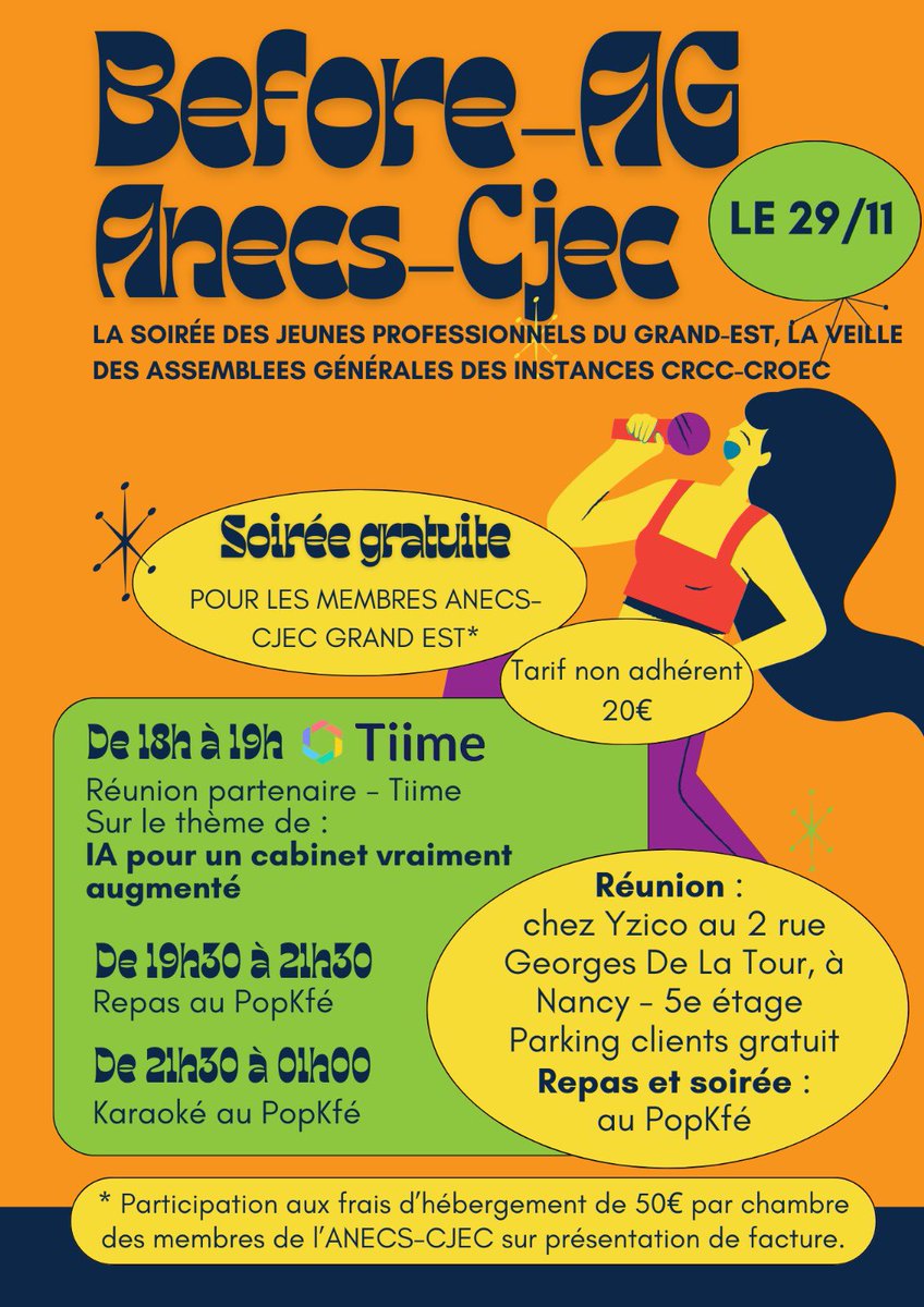 🌟 Les jeunes professionnels du Grand-Est, c’est votre moment ! 🌟

Rejoignez-nous pour votre soirée Before le 29/11, veille des Assemblées Générales CRCC-CROEC Grand Est. Un événement spécial organisé par les sections ANECS-CJEC Lorraine pour connecter, s’inspirer et s’amuser !
