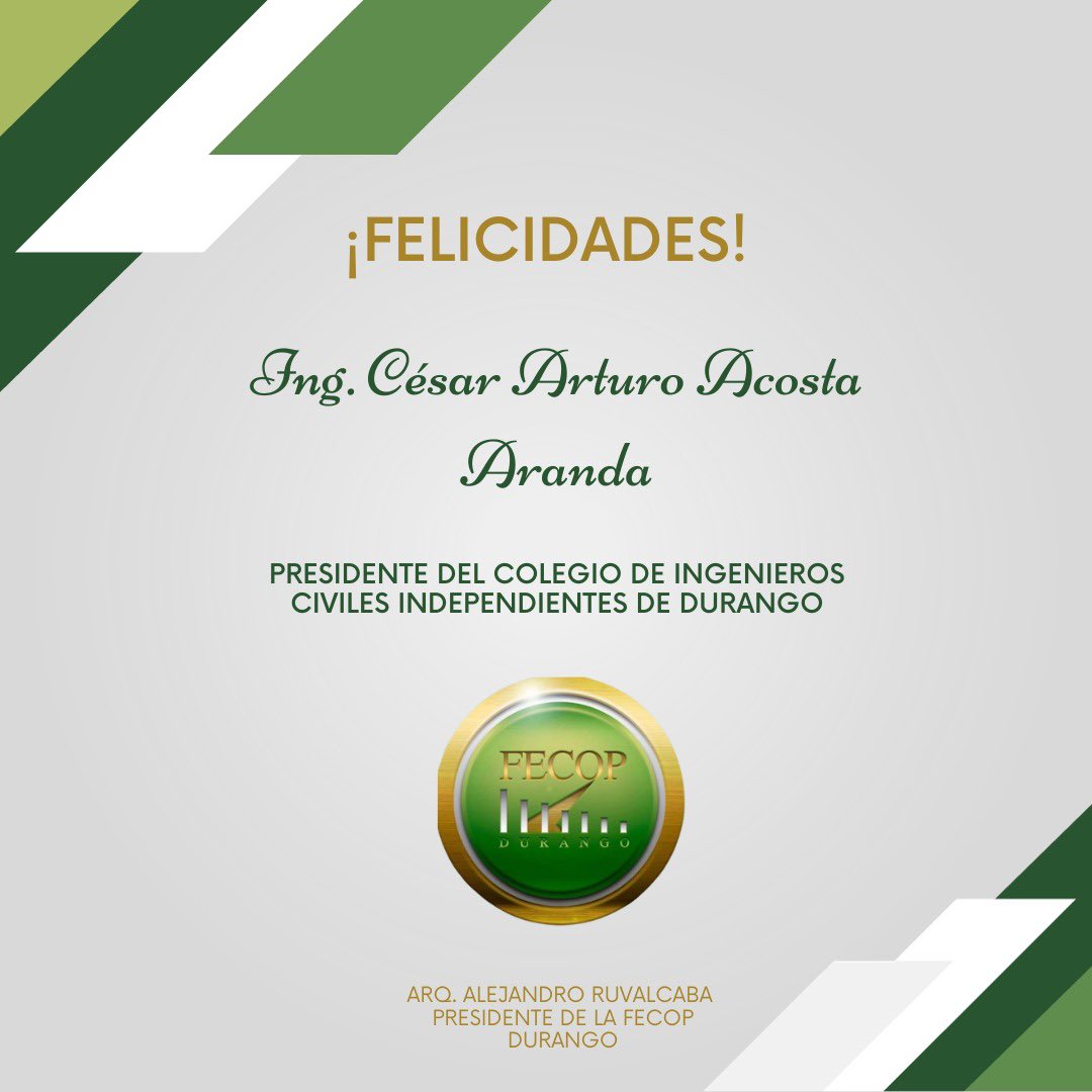 Muchas felicidades y éxito en tu gestión Ing. Arturo Acosta nuevo presidente del <a href="/CICIDURANGO/">CICI DURANGO</a>