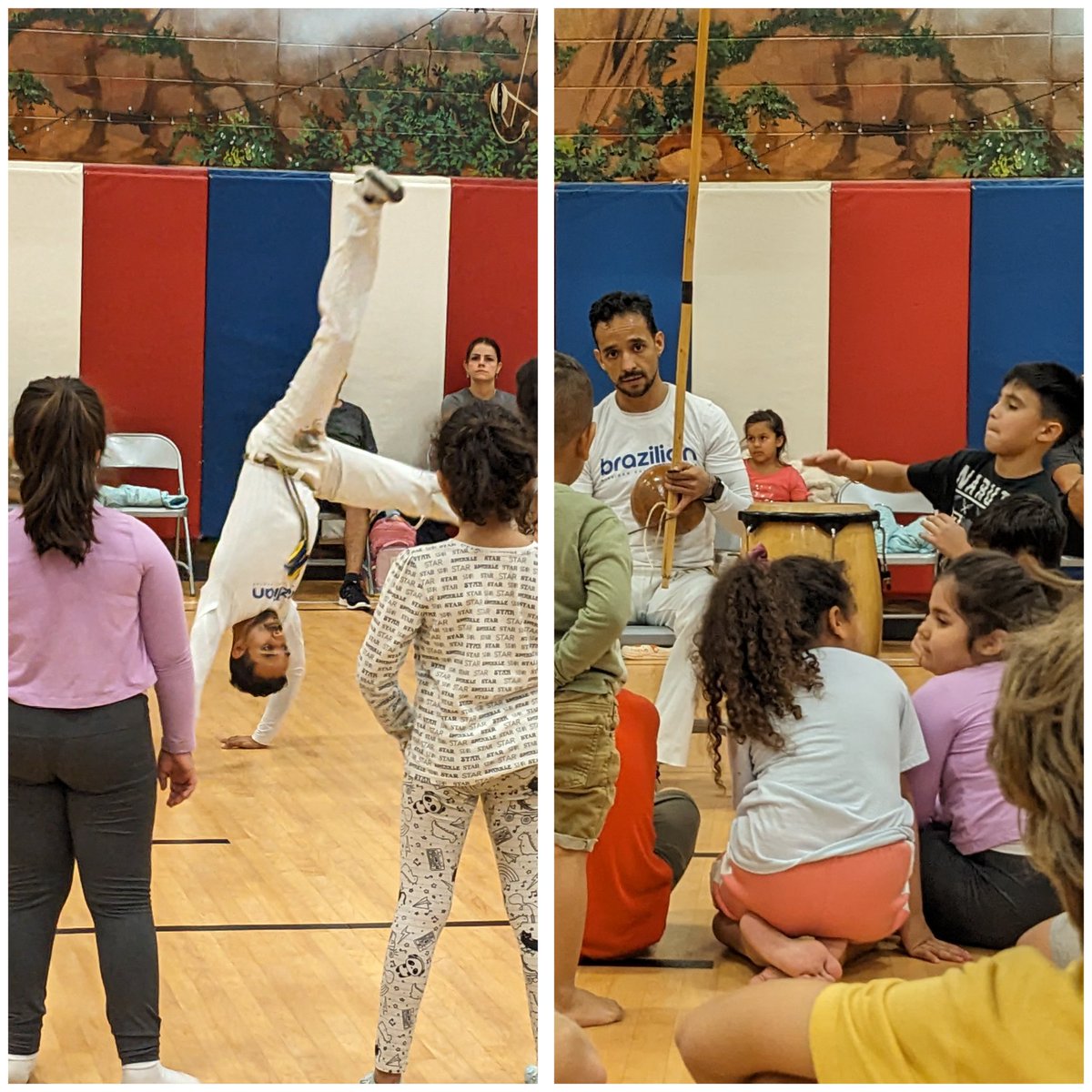 Que bom! A lively evening of Capoeira dance and music @SlateHillStars with @CLASatOSU... Thanks Sra. Zevallos, Vitoria Lima, Mrs. Gulley, and @wcsdistrict dancing families!