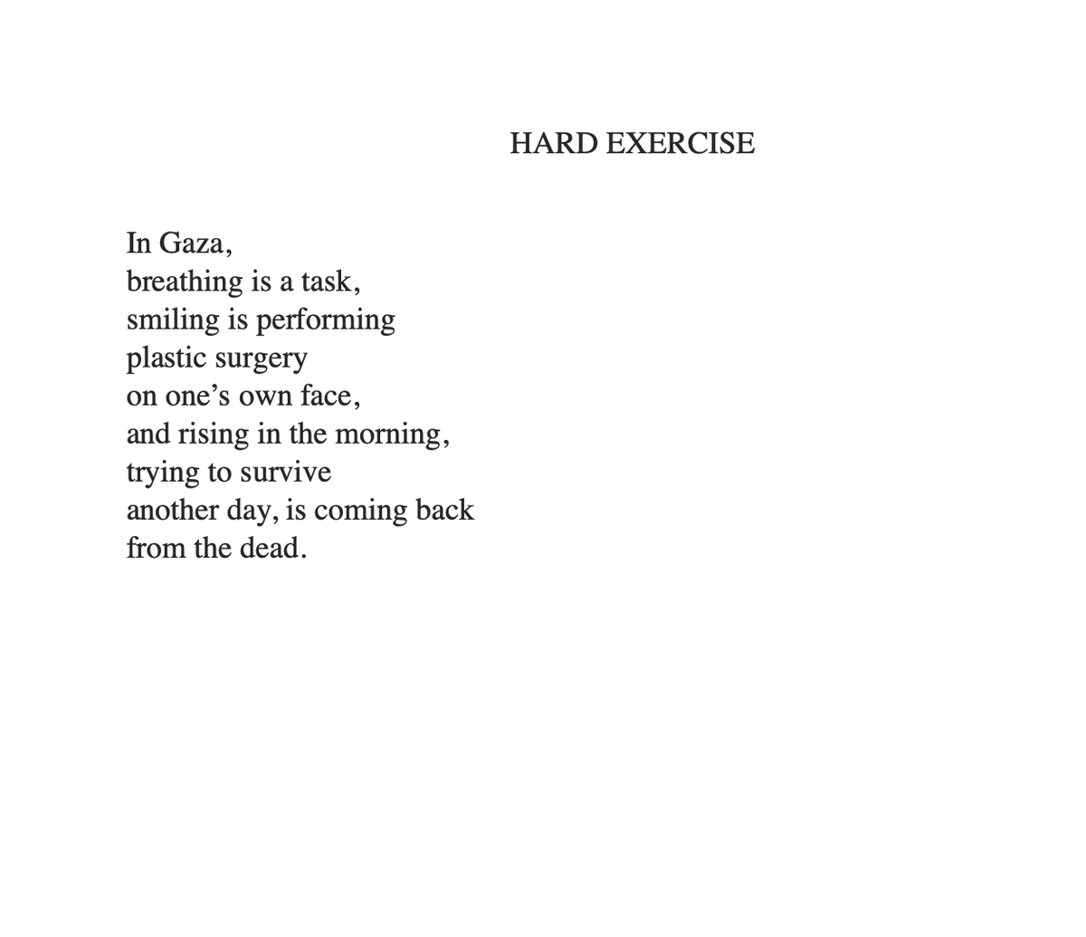 Poem by Palestinian poet Mosab Abu Toha.