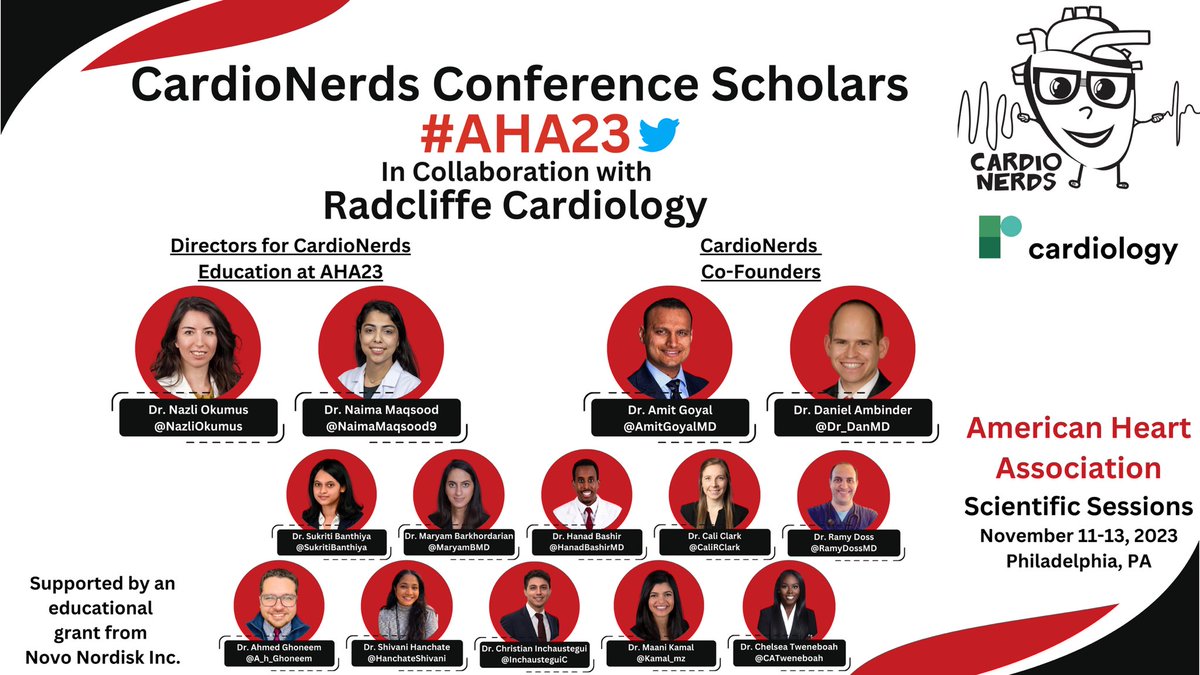 🚨👀 Looking for a way to stay up on the breaking news and info from #AHA23 ?! Look no further! 😎 Follow the @CardioNerds Conference Scholars 🤓⬇️ for live updates and 🔥 important points during the AHA 🫀 Scientific Session this weekend.