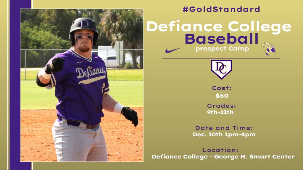 Our Winter prospect Camp registration is open! Come see us on December 10th to see what Defiance College Baseball is all about! Click the link below to register 

defiancecollegebaseball.com