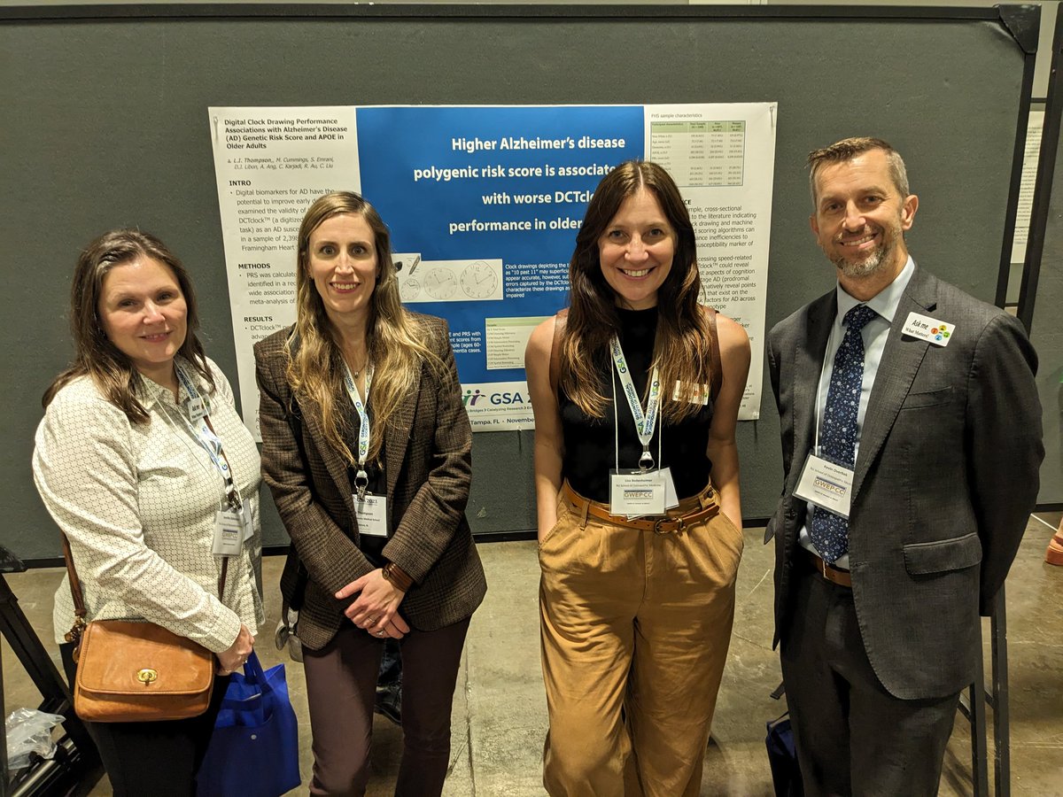 Maybe a little tired but thankfully made it to #GSA2023 to present my poster on associations between digital clock drawing performance and Alzheimer's genetic risk! Fun evening of meeting new ppl!