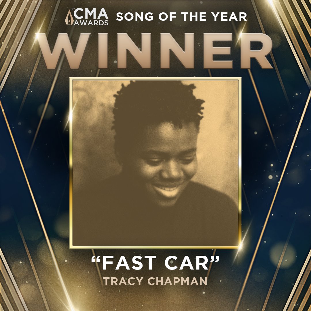 CountryMusic's tweet image. And your #CMAawards Song of the Year goes to “Fast Car” written by @tchapmanonline, 35 years after it was originally released! 🏆 Congratulations! 👏