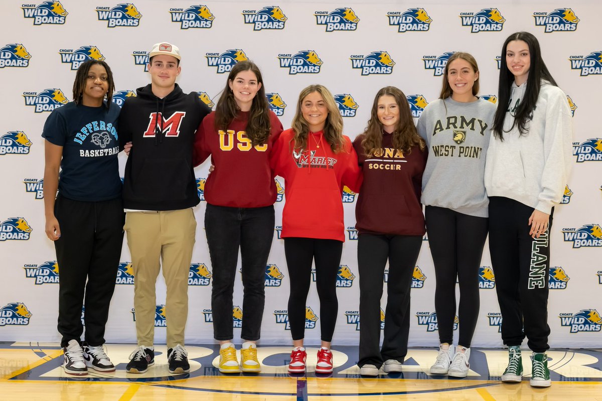 ChoateAthletics's tweet photo. We were proud to have seven incredible student-athletes participate in our National Signing Day ceremony earlier today! Congratulations to Jade, Jack, Em, Brecken, Gianna, Gabby, and Maiella on signing your NLI’s and committing to compete at the collegiate level 🐗 #GoChoate https://t.co/haUUxu6PIF