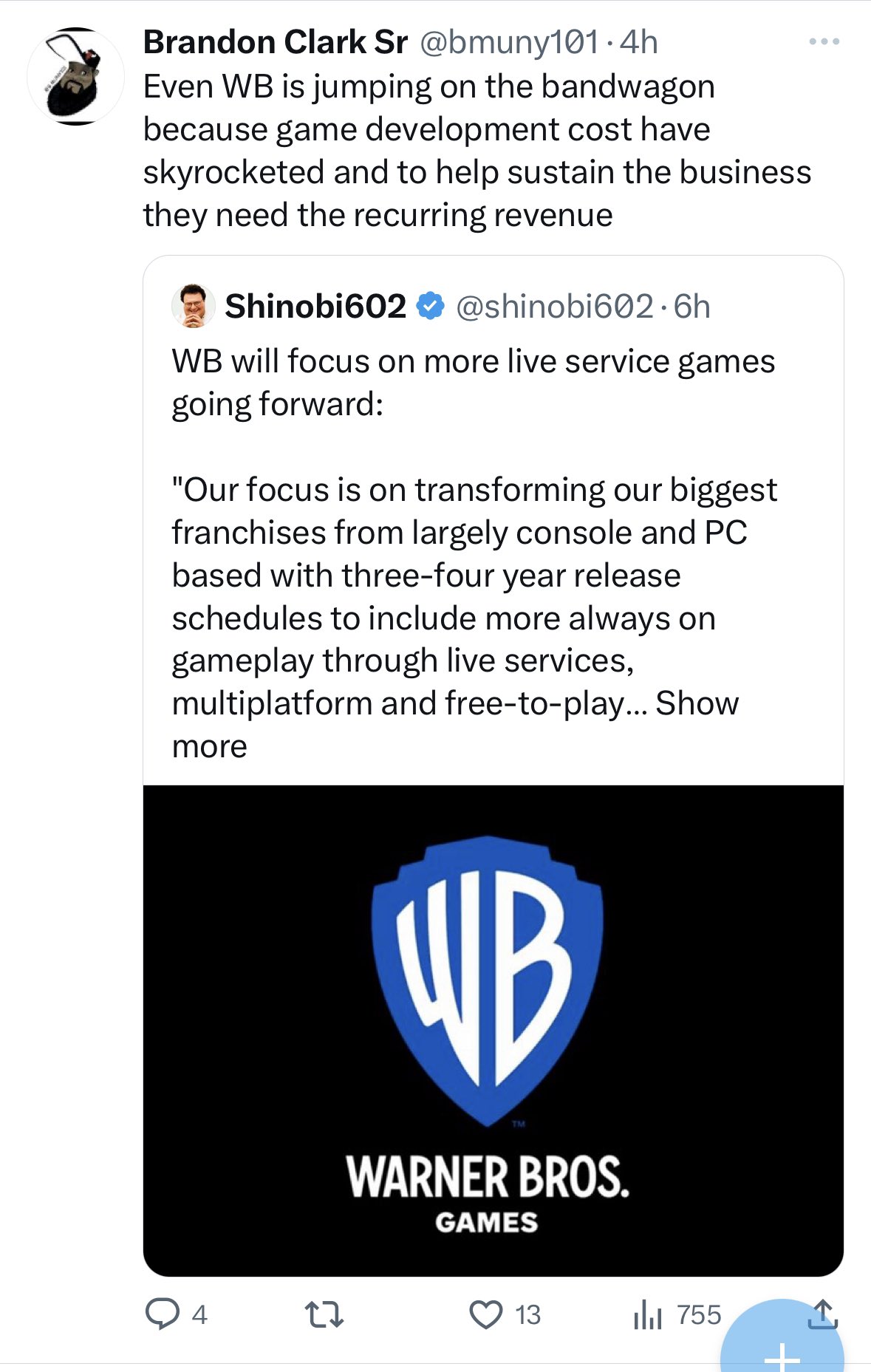 Warner Bros. wants to make more live service games
