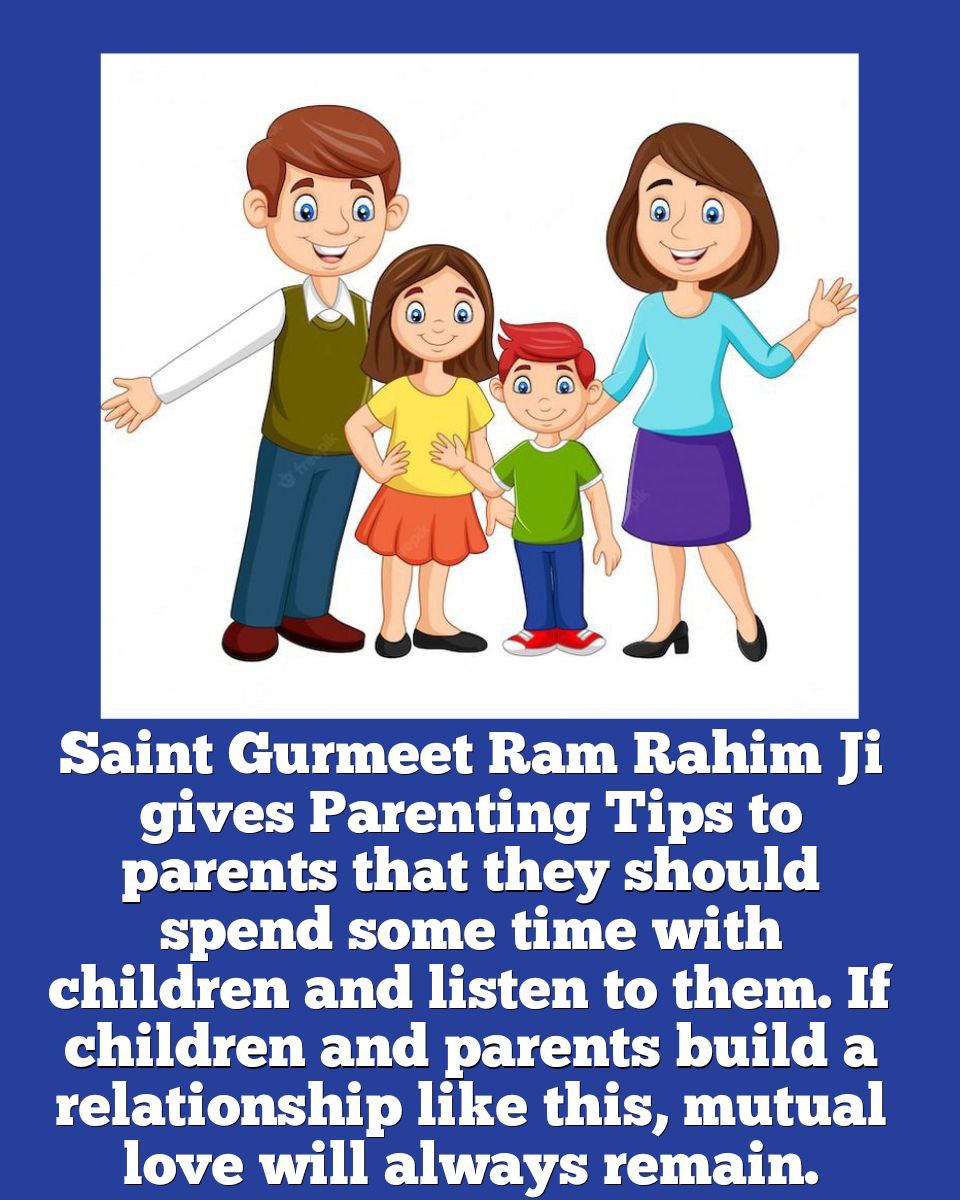 Guri146191's tweet photo. Parents should pay attention to every aspect of their children and develop moral values in them. Saint Gurmeet Ram Rahim Ji tells that both parents and children should live like good friends to keep their relationship strong.

#ParentChildBonding https://t.co/S93mn1Q4bV