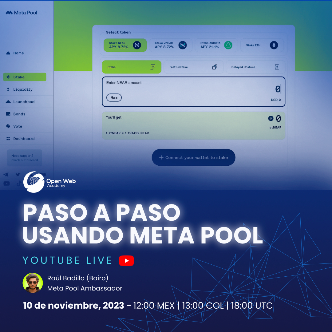 openwebacademy_'s tweet photo. 🔒 ¿Listos para explorar el potencial de @meta_pool? 🚀
🔥El #OWAteam y @bairorb, Embajador de Meta Pool, unirán fuerzas para llevarte en un viaje de descubrimiento en un paso a paso usando Meta Pool.
✅Activa la notificación y no te pierdas este live. ⬇️
https://t.co/dEfHQQa7CA https://t.co/PWCIlqsNHN