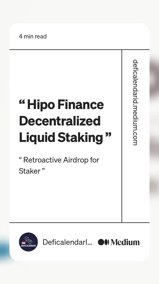 deficalendarid's tweet photo. Introduction @hipofinance &amp; Guide retroactive airdrop mainnet
Article made by : @0xh3na https://t.co/4czZGRE3vi https://t.co/NgOvparxOF