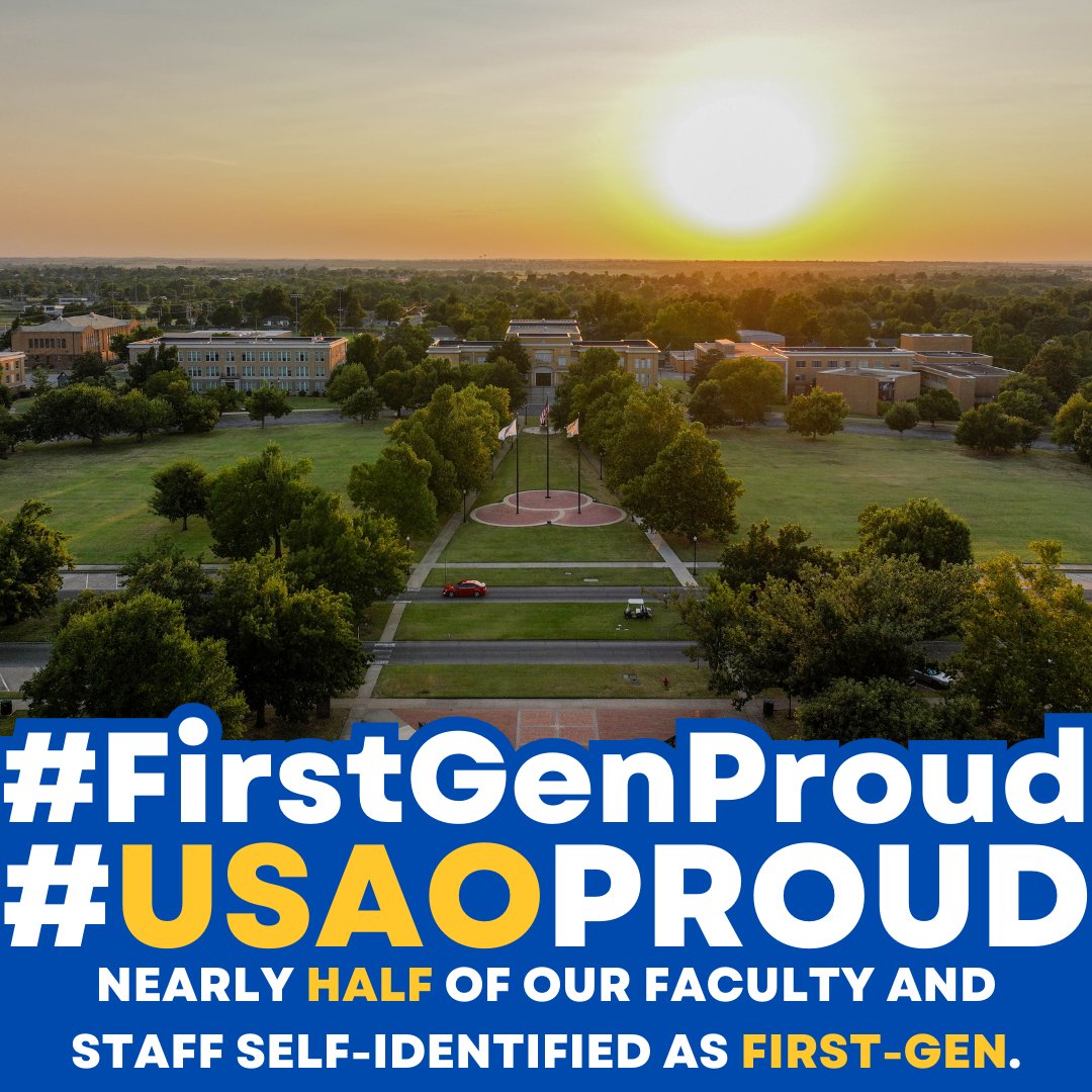 As we reflect on First-Generation College Celebration Day, we just want to remind every #FirstGen that you are not alone! At USAO, over half of our student population is first-gen in addition to numerous faculty and staff members. We see you, we are you! #USAOProud #OKHigherEd