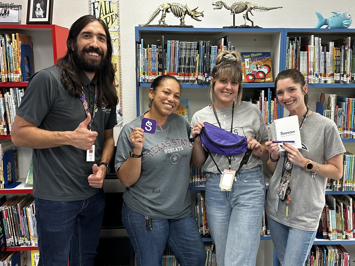 matadoredtech's tweet photo. This afternoon @McQueeneyESISD teachers learned about how to use @Seesaw to support personalized learning and family connections in their classrooms, and earned some swag along the way! 🥳🤩 https://t.co/JGRlhdXXQq