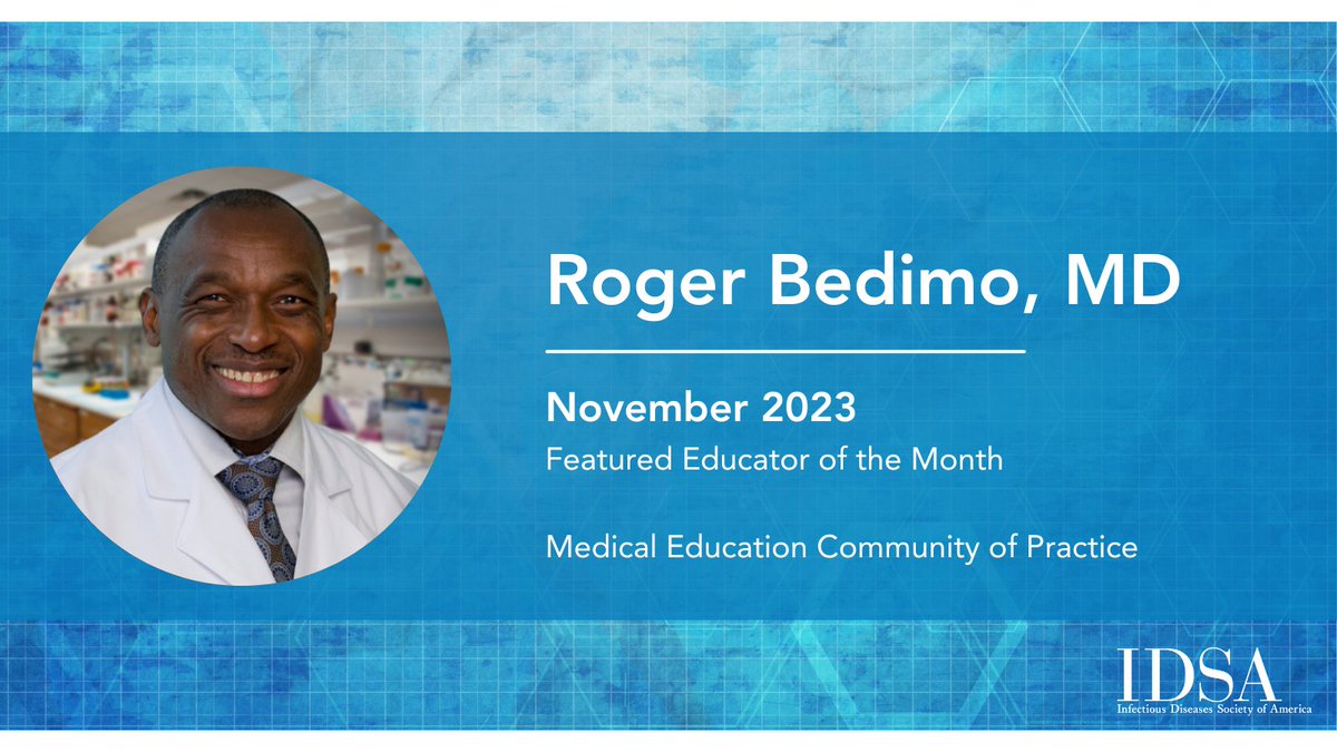 Join us in celebrating Roger Bedimo, MD, our November Featured Educator!  Learn more about Dr. Bedimo and his #MedEd career. idsame.notion.site/Roger-Bedimo-M… Know a stellar ID teacher? Nominate the next educator now! idsame.notion.site/Featured-Educa…