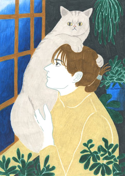 「cat on head upper body」 illustration images(Latest)