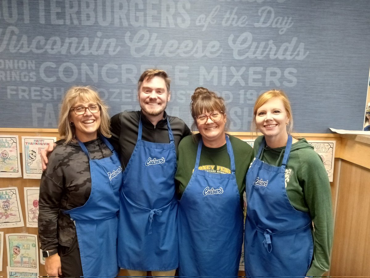 SidneyFennPTO's tweet photo. Great Dine to Donate at Culver's!  Thank you to the Fenn staff that volunteered to serve up your food with a smile 😁 Thank you Fenn families for showing up to support your PTO! https://t.co/qr5wij5uxF