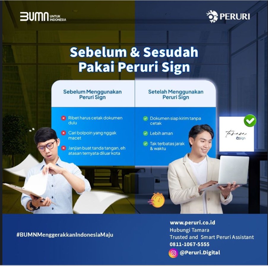 PeruriDigital's tweet photo. Kenapa sih harus menggunakan Tanda Tangan Digital dari Peruri?
Cek gambar berikut untuk tahu jawabannya!
#tandatangandigital #tandatangan #tandatanganelektronik #PeruriSign #dokumen #dokumendigital https://t.co/eybdimg2zX