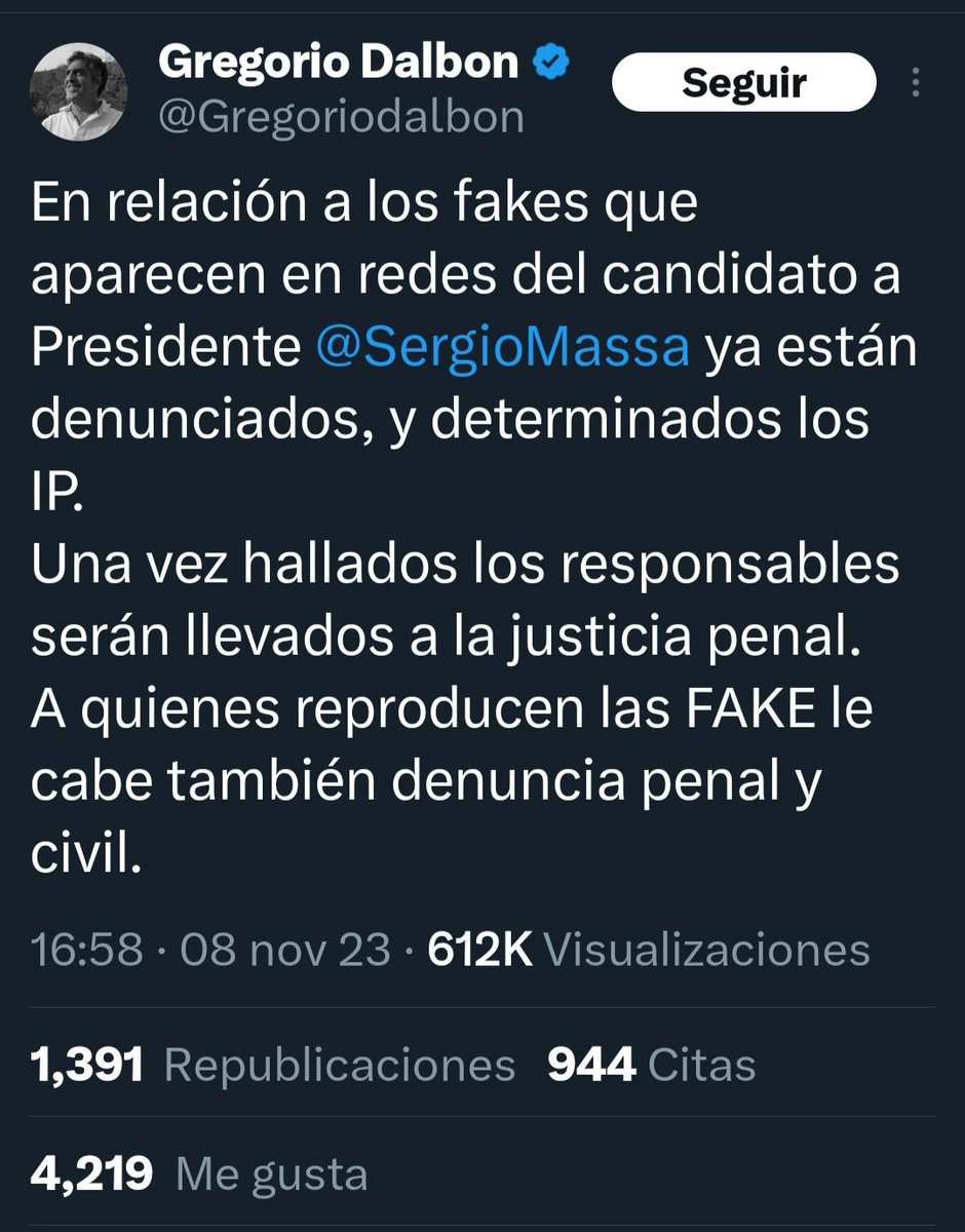 Gustavo (@gabruzo) on Twitter photo AMENAZA DIRECTA A LOS CIUDADANOS.
Sergio Massa <a href="/SergioMassa/">Sergio Massa</a> y una intimidación por parte de su abogado.
Muy lejos está del Derecho quien dice ser Abogado como este <a href="/Gregoriodalbon/">Gregorio Dalbon #CristinaLibre</a>
En Argentina existe la libertad de expresión y usted NO ES NADIE para prohibirme que publico AMENAZA DIRECTA A LOS CIUDADANOS.
Sergio Massa <a href="/SergioMassa/">Sergio Massa</a> y una intimidación por parte de su abogado.
Muy lejos está del Derecho quien dice ser Abogado como este <a href="/Gregoriodalbon/">Gregorio Dalbon #CristinaLibre</a>
En Argentina existe la libertad de expresión y usted NO ES NADIE para prohibirme que publico