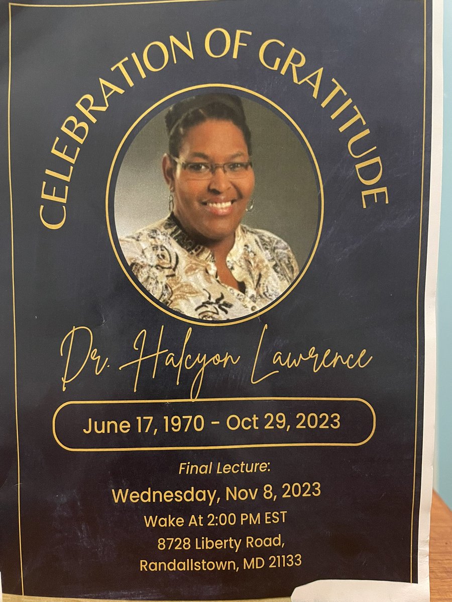 cchulos's tweet photo. From today’s Celebration of Gratitude for @TowsonU College of Liberal Arts Associate Professor Halcyon Margaret Lawrence whose generosity, thoughtfulness, grace, and dignity touched many lives on campus and in her communities. Her legacy lives through all who knew her. https://t.co/7oCcl0KE5i