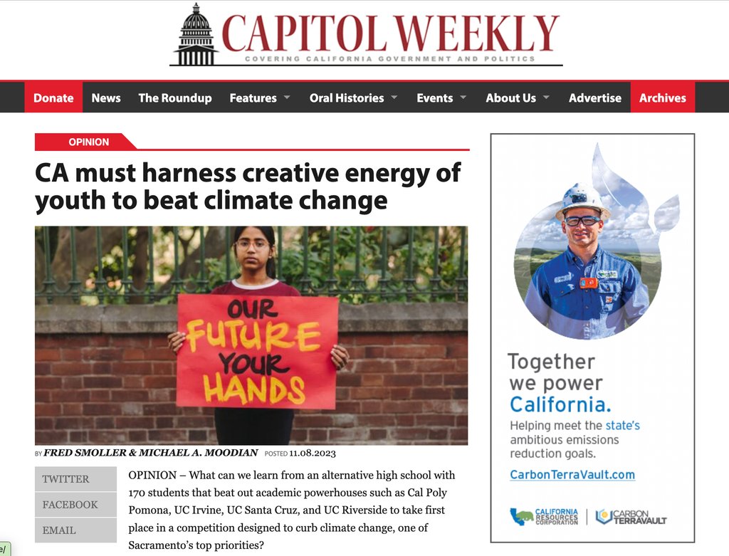 cpprootshouse's tweet image. Cal Poly Pomona Team was mentioned in Capitol Weekly! #OCSD23
#sustainability #climate change #competition #youth