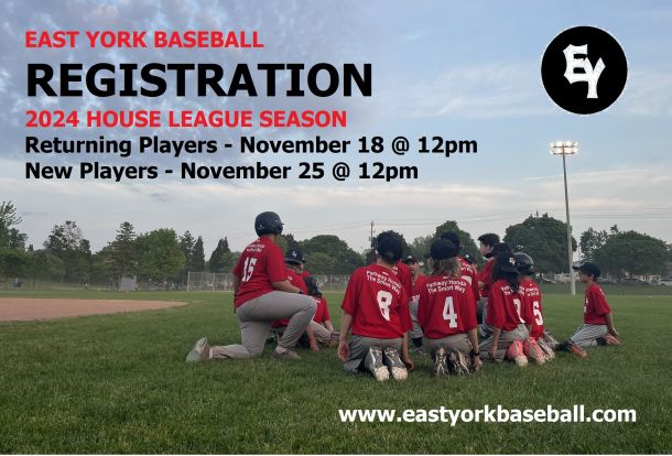 EastYorkBasebal's tweet photo. 2024 Registration is coming soon........ 
https://t.co/h9WZe6sfEG https://t.co/74aZT4Fh0S