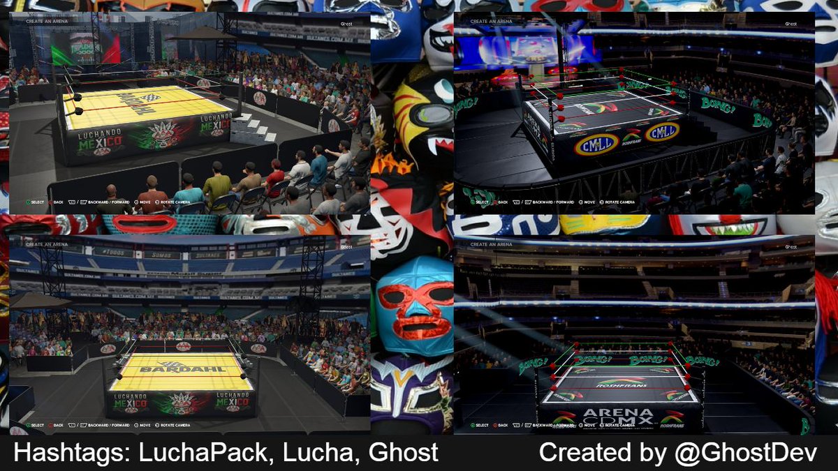 LUCHA PACK!!!!
now available on #WWE2K23 COMMMUNITY CREATIONS  TAGS: LuchaPack, Lucha, Ghost uploaded as arenas #LuchaLibre #LuchaAAA #TripleManiaXXXI
Enjoy and thanks for all the support this year!!