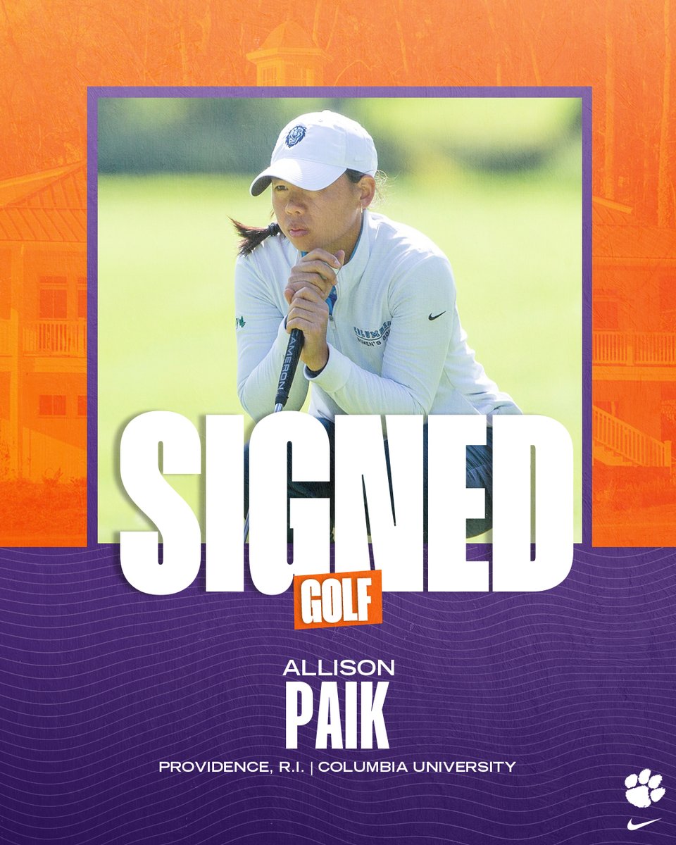 ClemsonWGolf's tweet photo. Finishing her career as a Tiger! Welcome to the #ClemsonFamily, Allison! https://t.co/ZQrkoO9Rxc