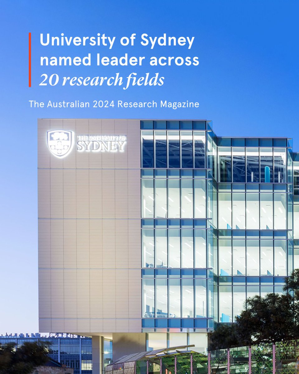 University of Sydney has been ranked the top institution across 20 fields by The <a href="/australian/">The Australian</a>'s 2024 Research Magazine.

18 researchers have also been named leaders in their research areas.

See the results: sydneyuni.co/40uEAyQ

#LeadershipForGood #USYD #Research