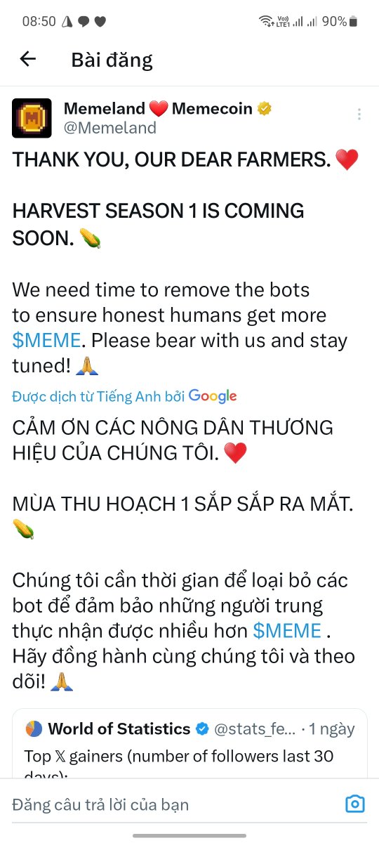 Vutrinh1712's tweet photo. Buổi sáng đầy năng lượng nha các bạn ơi!!!
Sắp có ít quà từ trên trời rơi xuống rồi..🎁🎁🎁
🎈Hiện tại $MEME đang lọc bot để trả thưởng cho các #FARRMER.
🎈Liệu hơn 12k #memepoint  có ăn nổi tô phở quận 1 ko nữa.
🎈E đang đếm cua trong lỗ cho các bác rồi.🦀🦀🦀
⭐️Mn đc bao nhiêu ví thế.cmt phía dưới nhé.🎉🎉🎉🎉