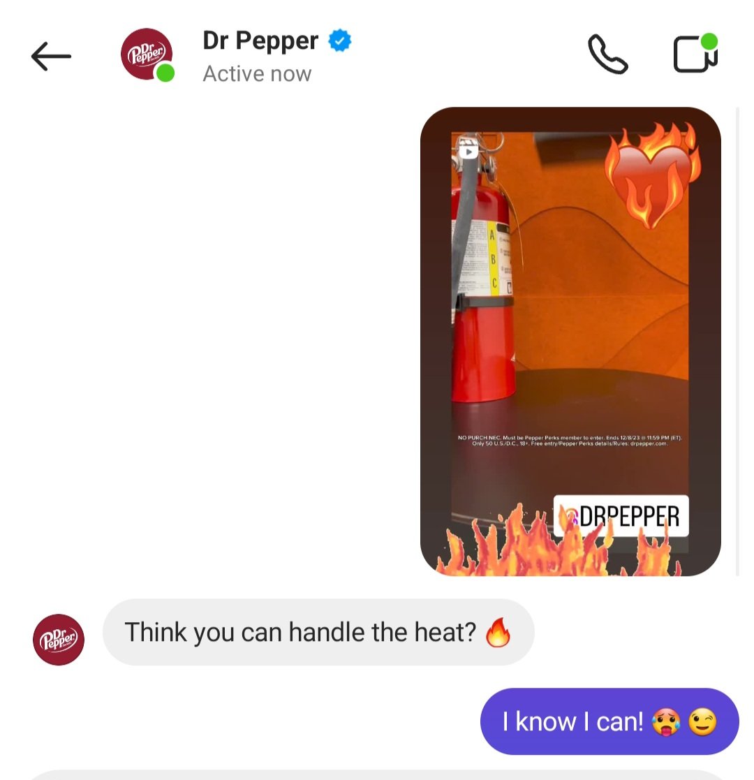 Having a spicy conversation with my favorite 🥰😜 <a href="/drpepper/">Dr Pepper</a> I need to try #drpepper Hot Take!!
