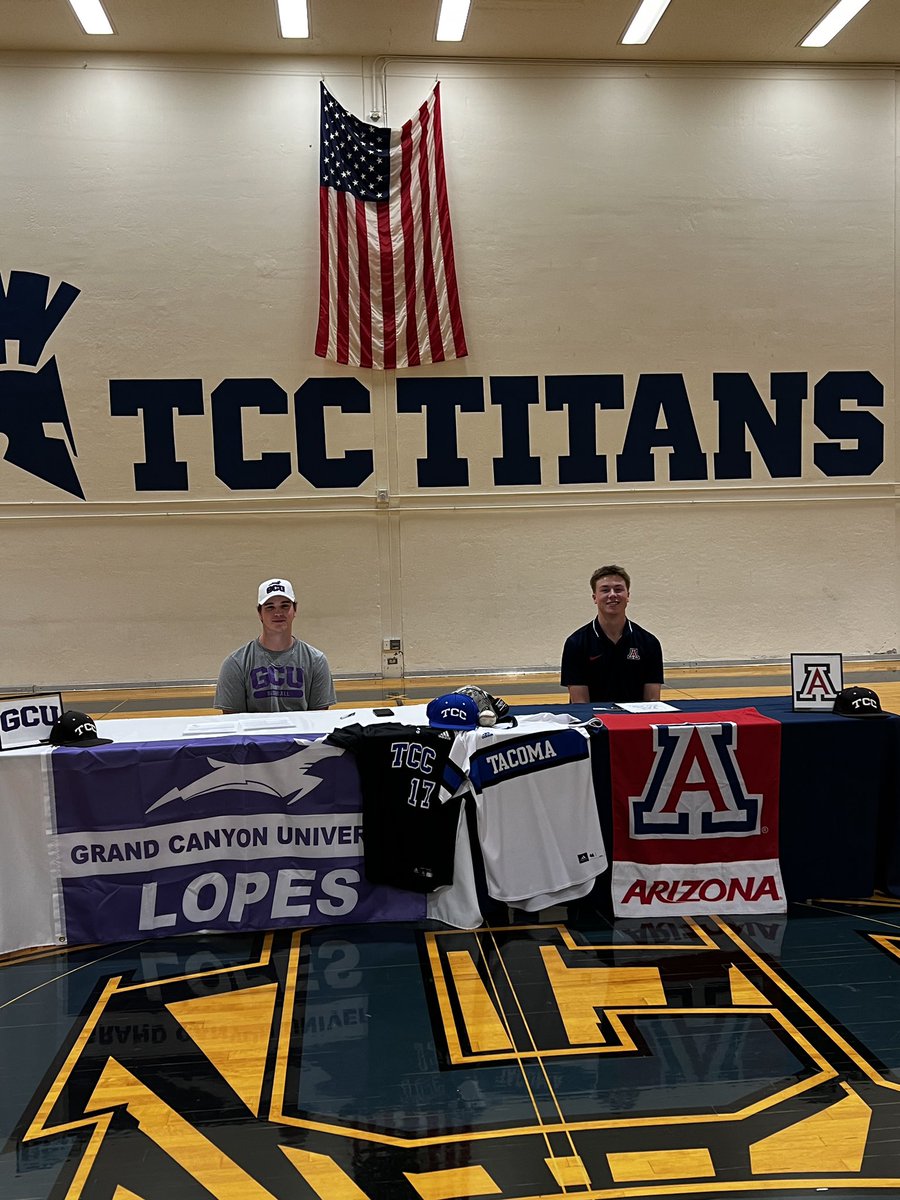 TCC - Baseball (@tacccbaseball) on Twitter photo Congratulations to <a href="/ElijahHigginbo2/">Elijah Higginbottom</a> officially signing to <a href="/GCU_Baseball/">Grand Canyon Baseball</a> and <a href="/jackberg30/">Jack Berg</a> officially signing to <a href="/ArizonaBaseball/">Arizona Baseball</a> #D1Titans #RollTitans Congratulations to <a href="/ElijahHigginbo2/">Elijah Higginbottom</a> officially signing to <a href="/GCU_Baseball/">Grand Canyon Baseball</a> and <a href="/jackberg30/">Jack Berg</a> officially signing to <a href="/ArizonaBaseball/">Arizona Baseball</a> #D1Titans #RollTitans