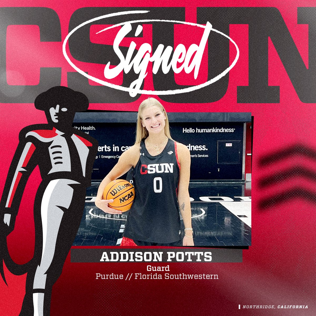 Officially a Matador. ✍️ Welcome to the #CSUN Family, Addison Potts! ♦️ gomatadors.com/news/2023/11/8… #GoMatadors