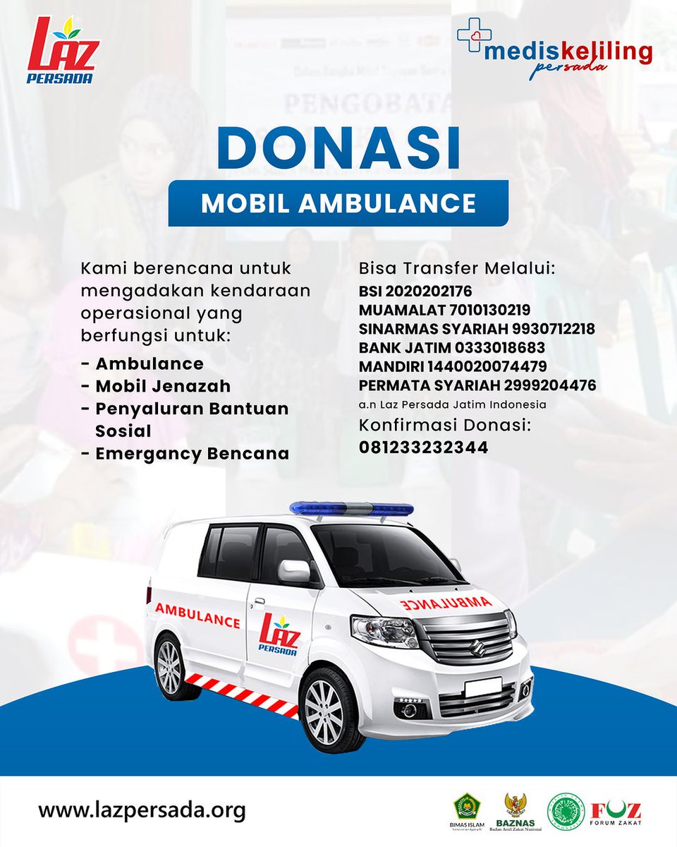 lazpersada_'s tweet photo. DONASI PENGADAAN MOBIL AMBULANCE GRATIS

Assalamu’alaikum sobat!

Mari bersama sama hadirkan manfaat melalui program pengadaan mobil ambulance untuk yatim, dhuafa,

#Donasi #MedisKeliling #LAZPersada #IsraelisaGenocidalState #ONEPIECE1098 #GDAinJakarta #SOODAM https://t.co/Jnfh4DmJwB