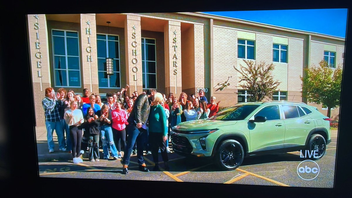 How fun was that to see <a href="/SiegelHighStars/">Siegel High School</a> and <a href="/choirchick1/">Brenda Gregory</a> on national tv during the CMA Awards. Well deserved recognition for Mrs. Gregory, thanks for visiting our amazing school <a href="/ChrisYoungMusic/">ChrisYoungMusic</a> Great things happening at 3300 Siegel Road! <a href="/siegelchoir/">Siegel Choir</a>
