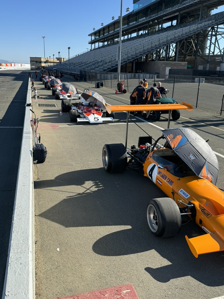 Mega day shaking down M7C, M23,M25, MP4-2A, MP4-2B and MP4-6, running through the ages of McLaren today at @VelocityInv , @McLarenF1 they are ready to go!