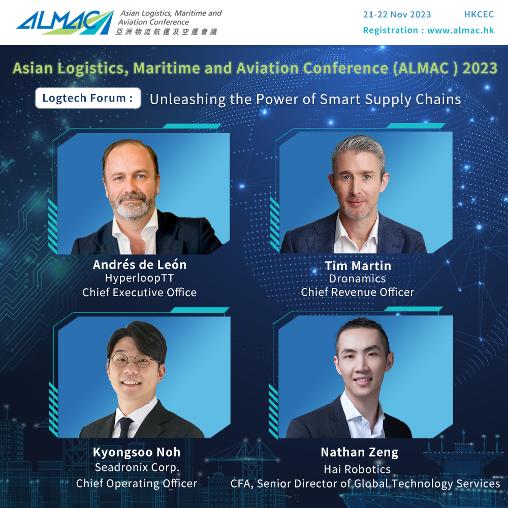 HKTDC_Sydney's tweet image. Explore the Latest Trends in Smart Supply Chains at #ALMAC2023 (21-22 Nov)! Leaders from #HyperloopTT, #Dronamics, #SeadronixCorp, and #HaiRobotics will share their insights.
Register 3 or more participants at once before 10 Nov to enjoy a 60% discount: bit.ly/3M07OQl